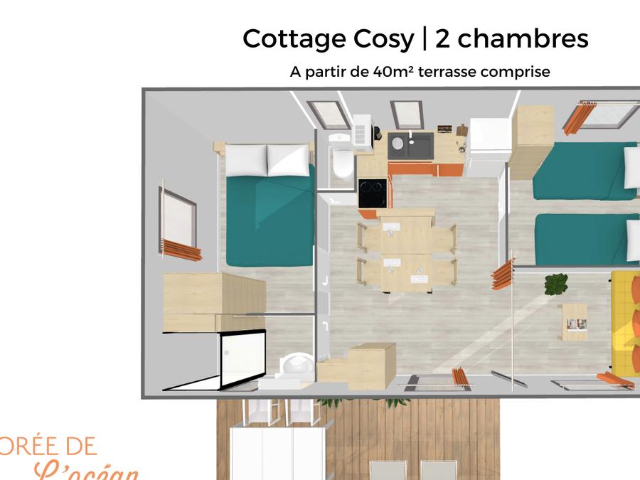 Mobilhome 4 personnes - Cottage Cosy 2 chambres 7