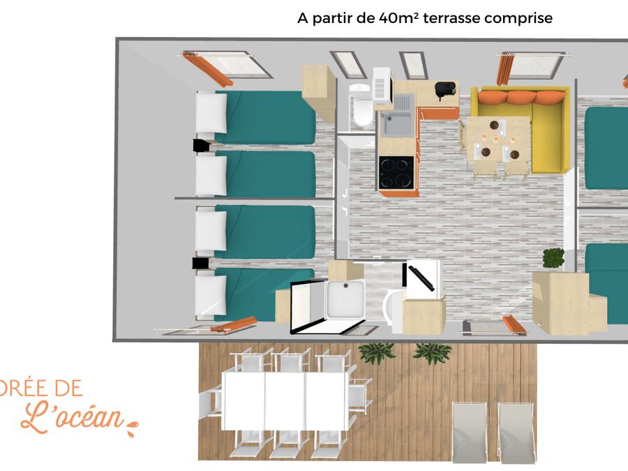 Mobilhome 8 personnes - Cottage Confort 4 chambres 8