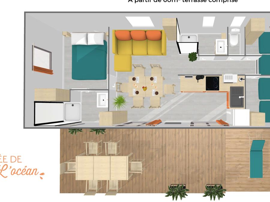 Mobilhome 6 personnes - Cottage Premium 3 chambres 2 Salles de bain 6