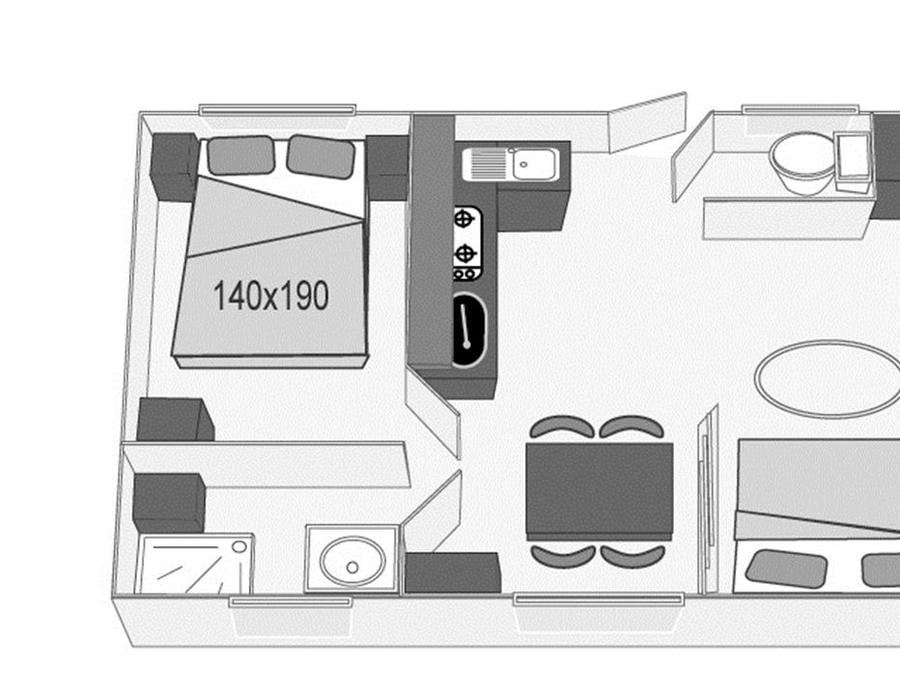 Mobilhome 2 personnes - A - Mobile-home 1 ch. Confort - SAMEDI 2 pers. 15