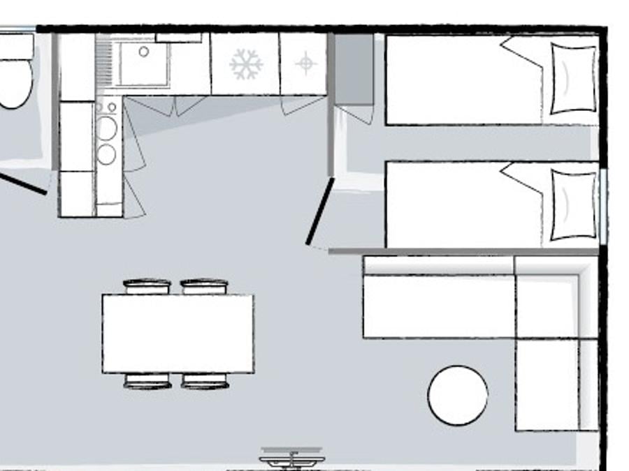 Mobilhome 6 personnes - Mobil-home 28m² (2 chambres) + grande terrasse semi-couverte de 15m2 4