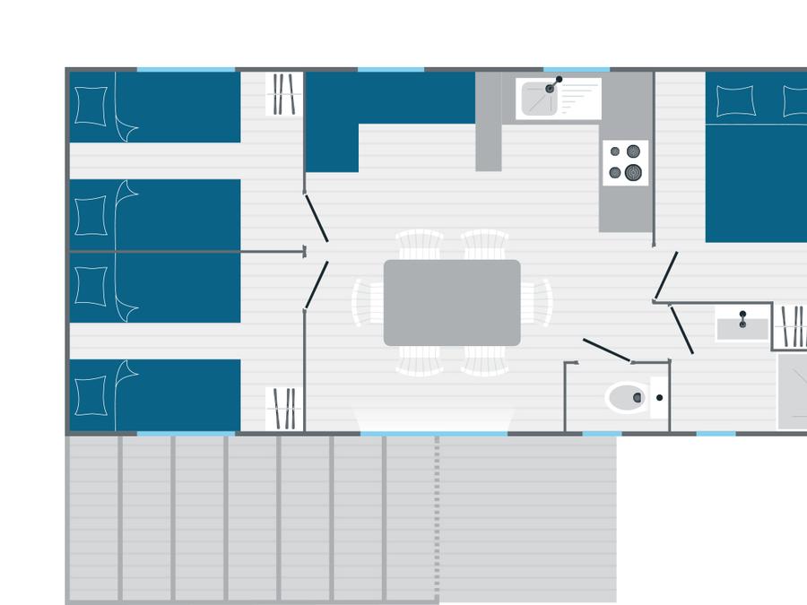 Mobilhome 6 personnes - TAMARIS CONFORT 3 chambres 35m² 1
