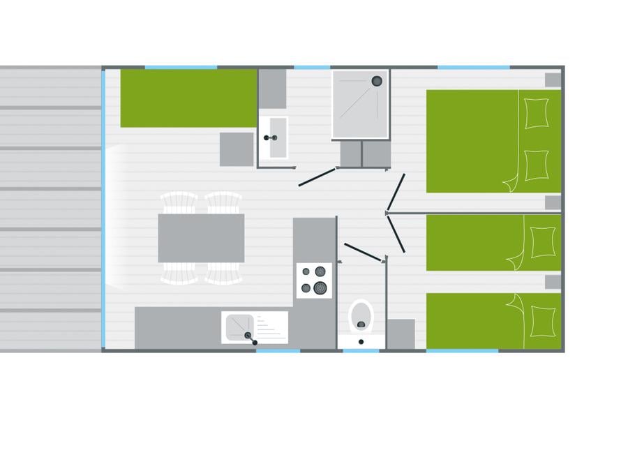 Mobilhome 4 personnes - ATLANTIQUE CONFORT 2 chambres 26m² 4