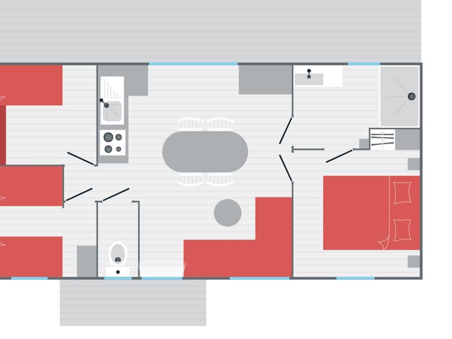 Mobilhome 6 personnes - ROSEAU CONFORT SPA 3 chambres 36m² 1