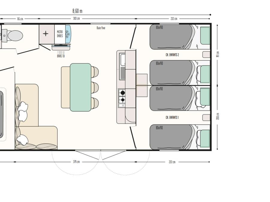 Mobilhome 6 personnes - Confort 35m² - 3 chambres 14