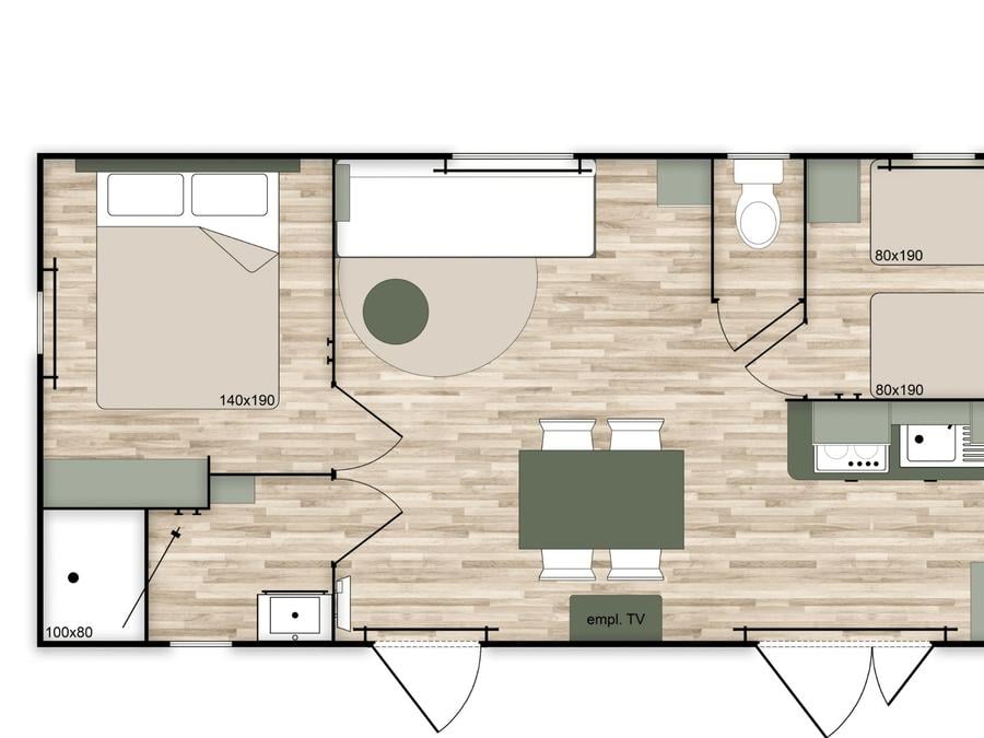 Mobilhome 6 personnes - EVASION - 2 chambres - TV 11