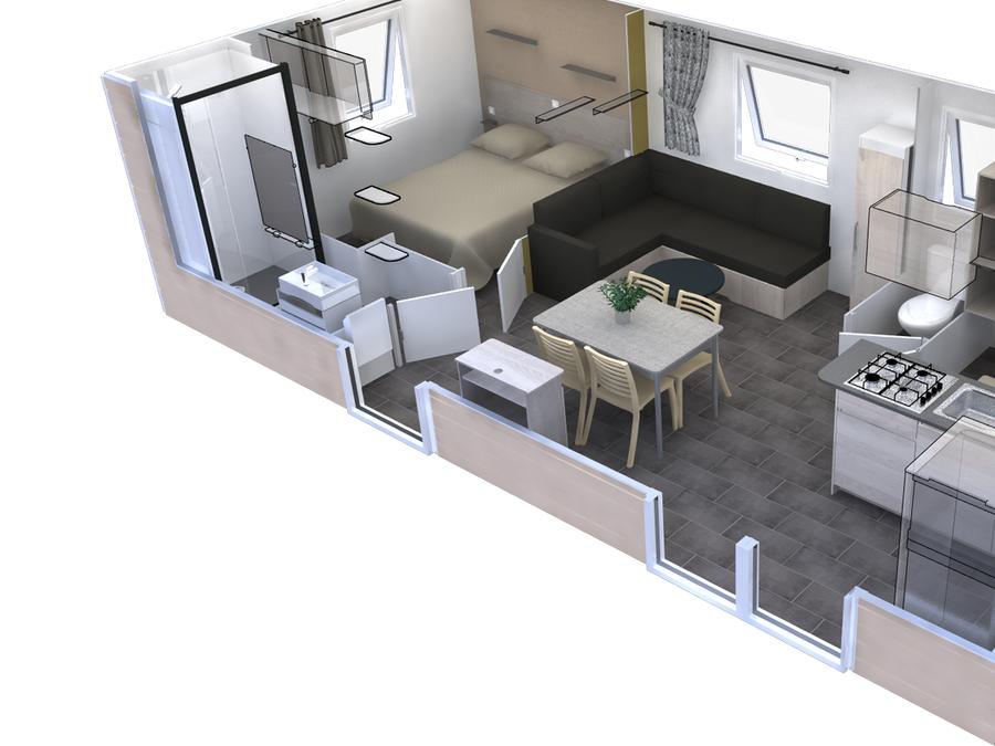 Mobilhome 4 personnes - Premium 33m² - 2 chambres - terrasse couverte 5