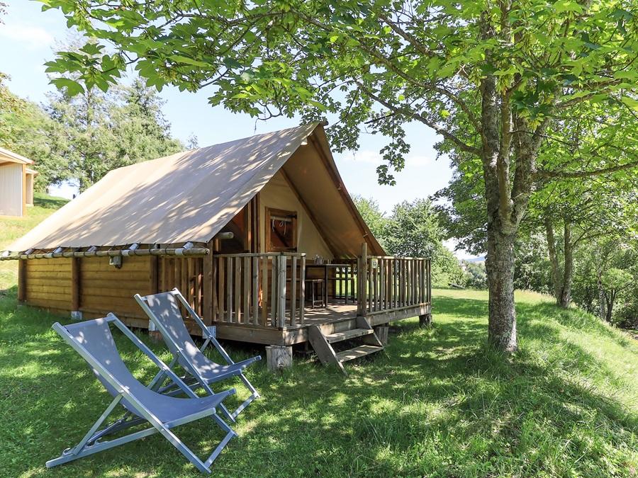 Tente en toile et en bois 4 personnes - Tente écolodge Standard 20m² - 2 chambres - terrasse couverte 0