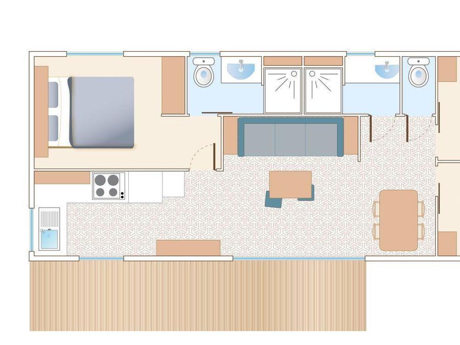 Mobilhome 8 personnes - LOCATION MOBILHOME 40M² (3 chambres - 2 SDB) PREMIUM TV CLIMATISATION LAVE VAISSELLE 6/8 pers 5