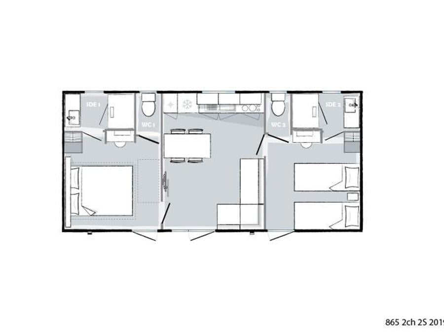 Mobilhome 6 personnes - Mobilhome 4/6 personnes 2 chambres 2 SDB PREMIUM TV CLIMATISATION LAVE VAISSELLE 6 pers 5