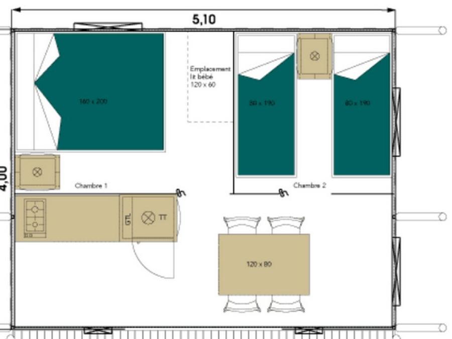 Tente en toile et en bois 4 personnes - WOOD LODGE - personnes supplémentaires possible en supplément, contacter le camping 3