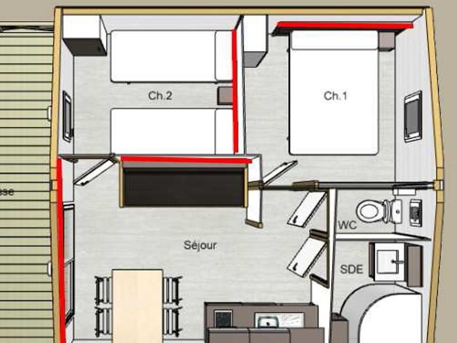 Chalet 4 personnes - Chalet Bouleau - 2 chambres - personnes supplémentaires possible en supplément, contacter le camping 4