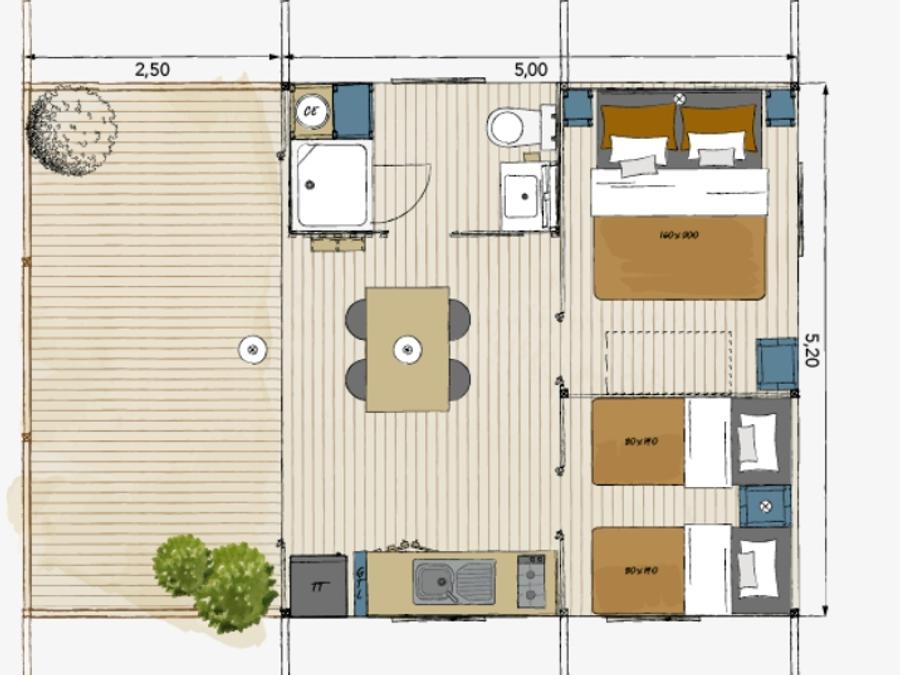 Lodge 5 personnes - Bungalow toilé 'Tente Lodge' 26m² 9