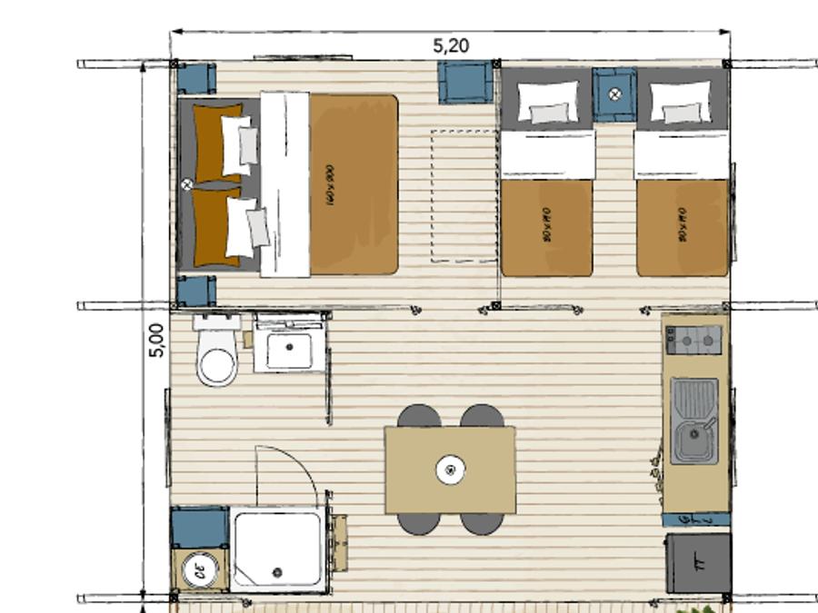 Lodge 5 personnes - Bungalow toilé 'Tente Lodge' 26m² 6