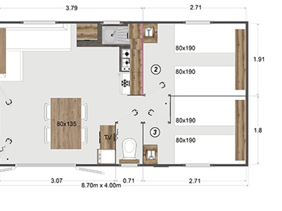 Mobilhome 6 personnes - Supérieur - 3 chambres 14