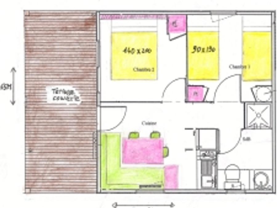 Chalet 4 personnes - Chalet 28m² (2 chambres) avec terrasse couverte 4 pers 1