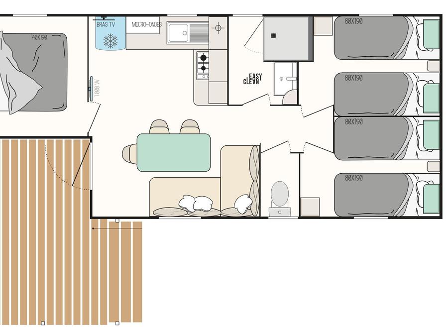 Mobilhome 6 personnes - LOISIRS - 3 chambres - TV 7