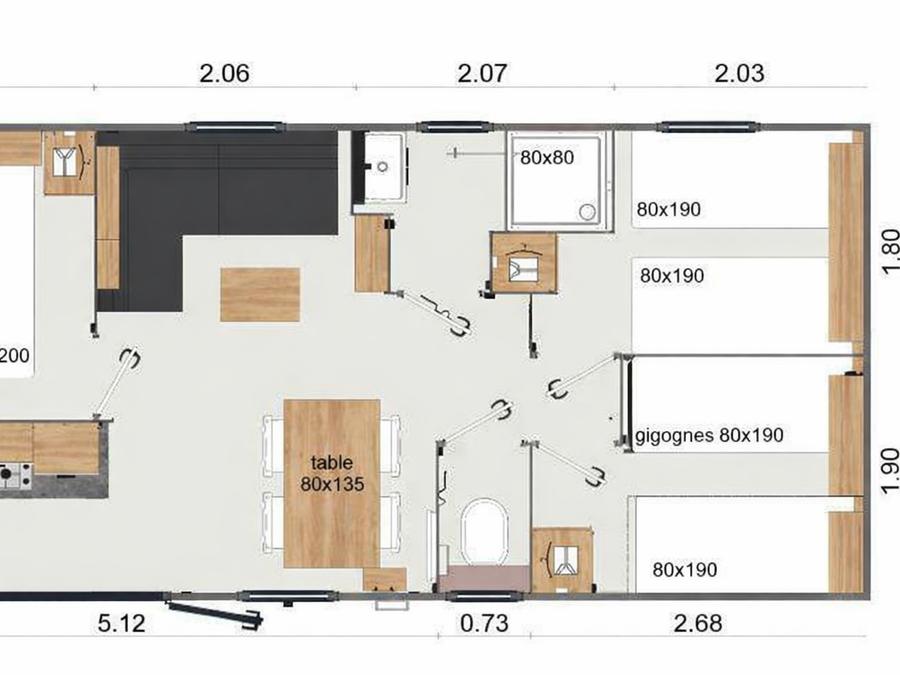 Mobilhome 6 personnes - Cottage 3 chambres TV confort terrasse couverte 1