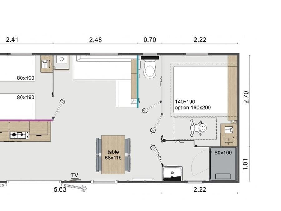 Mobilhome 4 personnes - Confort+ - 2 chambres 5