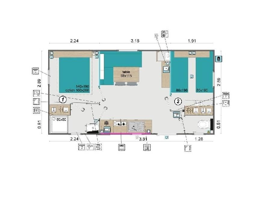 Mobilhome 4 personnes - Confort - 2 chambres 6