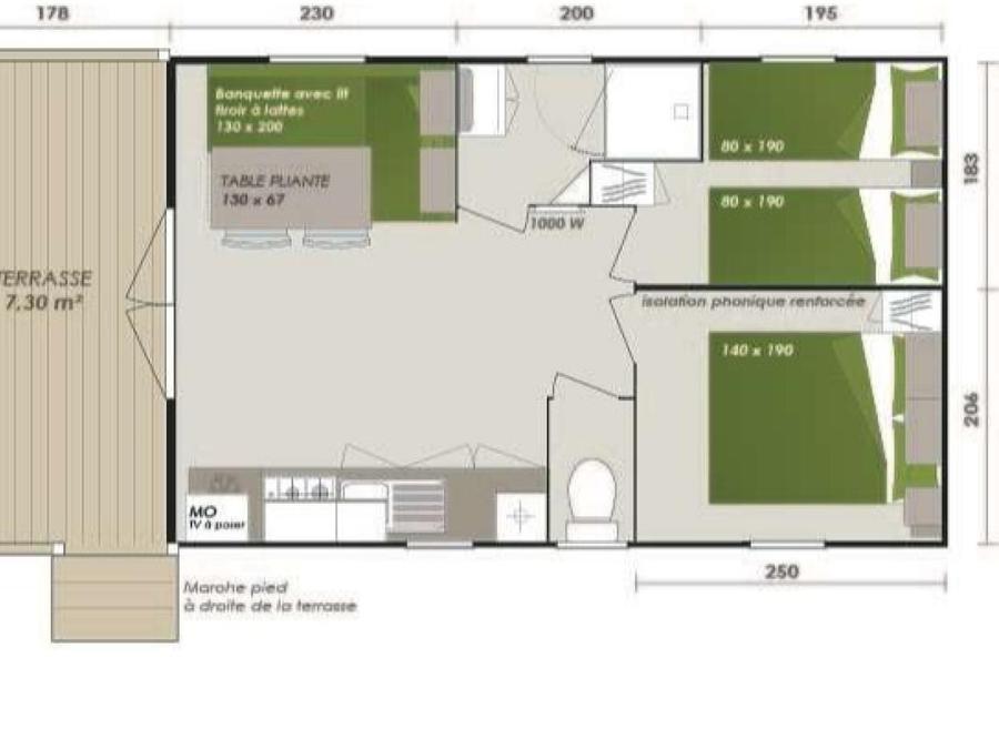 Mobilhome 4 personnes - Eden - 25m² - 2 chambres - terrasse couverte 7m² 2