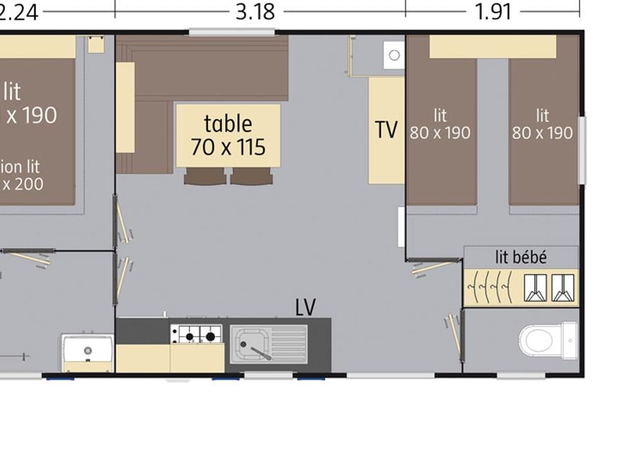 Mobilhome 4 personnes - 4 pers clim 5