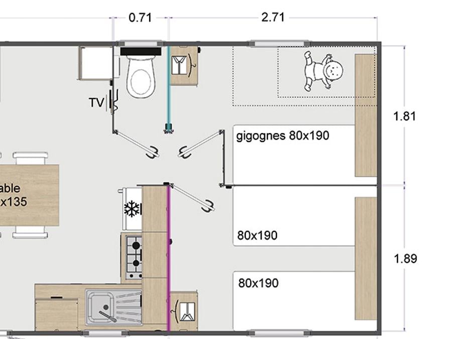 Mobilhome 6 personnes - Mobil-Home 6 pers 1sdb clim 2024 6