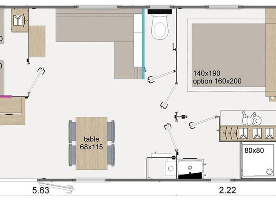 Mobilhome 4 personnes - Confort 30m² (2 chambres) - terrasse semi couverte 4