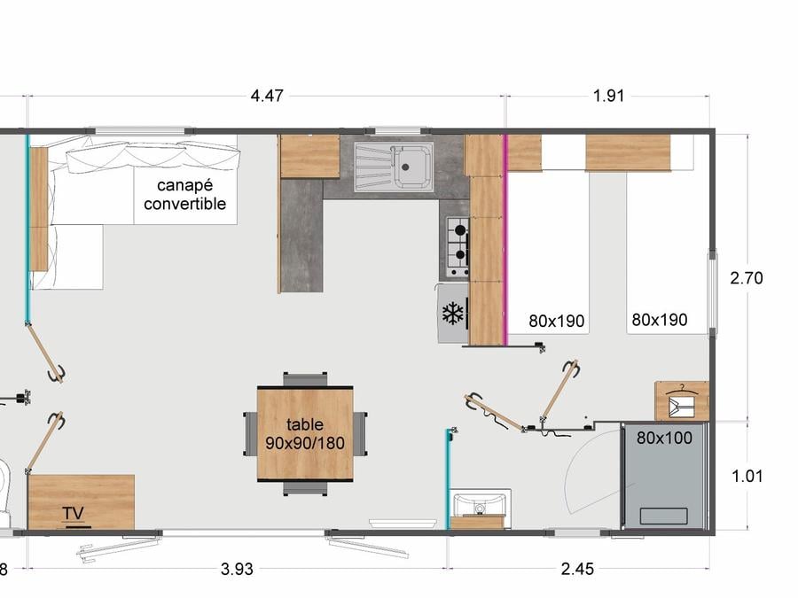 Mobilhome 4 personnes - Premium 36m² (2 chambres) - terrasse semi couverte 4
