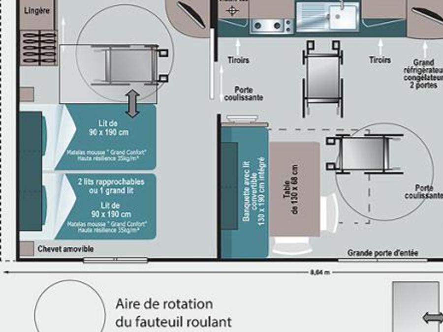 Mobilhome 5 personnes - PMR 5 personnes - 2 chambres 8