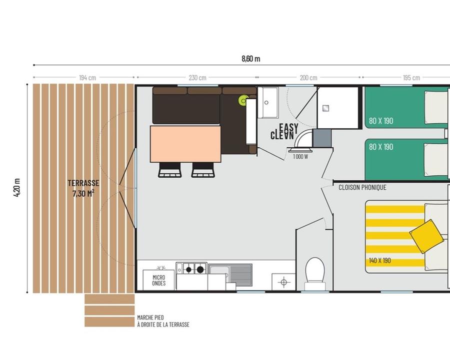 Mobilhome 4 personnes - Loggia Bay NOUVEAUTE (Vue sur mer en supplément 300€ à réservé avant l'arrivée) 3
