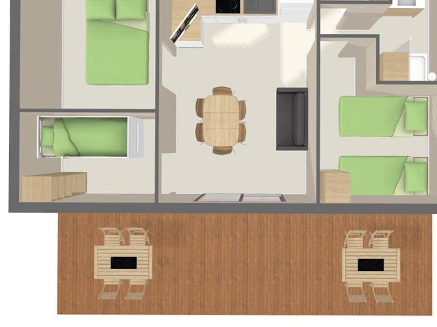 Chalet 7 personnes - CONFORT 48 m² (3 chambres) dont terrasse couverte 16m² 5
