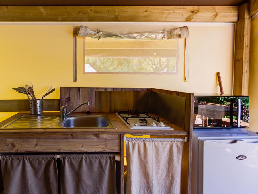 Tente en toile et en bois 4 personnes - Ecolodge Toile & Bois 30m² (2 chambres - 4 personnes) dont terrasse couverte 8m² - Sans sanitaires 2