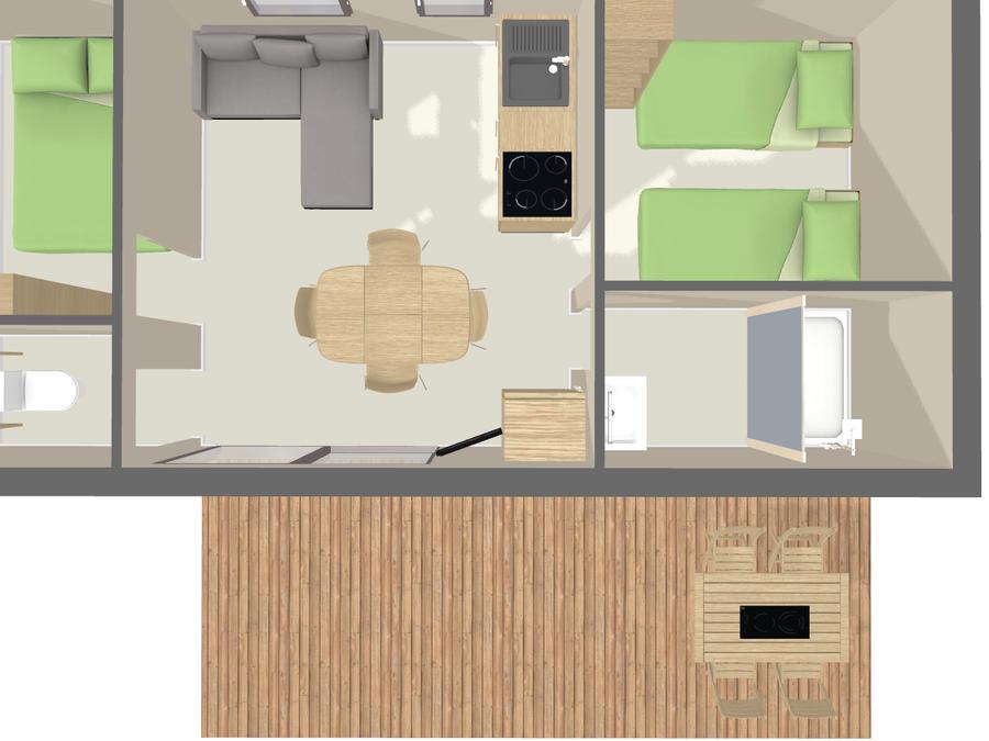 Mobilhome 4 personnes - CONFORT 33 m² (2 chambres) + Terrasse + TV 7