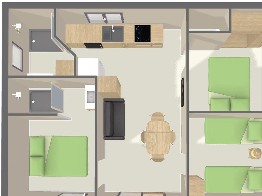 Chalet 7 personnes - PREMIUM 50m² (3 chambres) + terrasse + TV + LV + Plancha + Climatisation 9