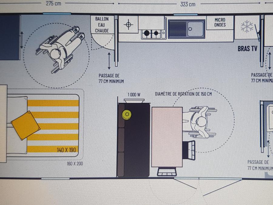 Mobilhome 4 personnes - Mobil-home Confort 34m² + TV + CLIM 2 chambres - PMR 4 pers 4