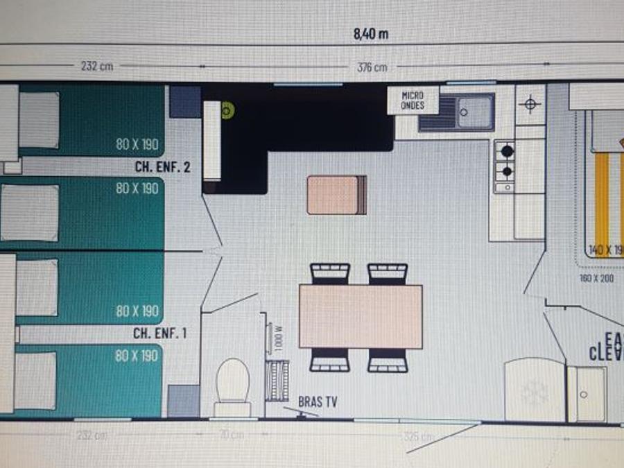 Mobilhome 6 personnes - Mobil-home Confort 34m² 3 chambres + TV 6 pers 5