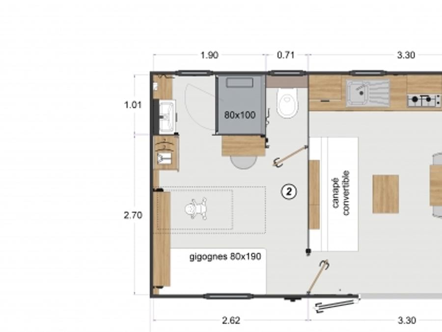 Mobilhome 4 personnes - Mobil-home Premium 2 chambres 32m² - 2 salles de bain + TV 4 pers 6
