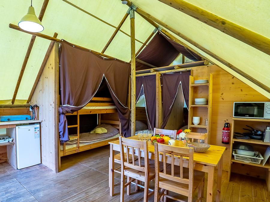 Tente en toile et en bois 6 personnes - Trappeur 3 chambres 3