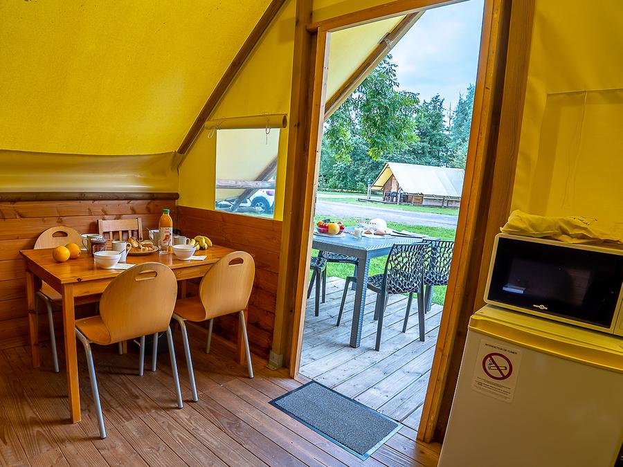 Tente en toile et en bois 4 personnes - Canadienne 2 chambres 4