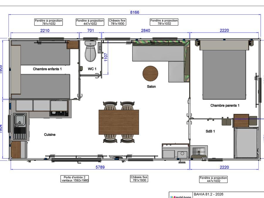 Mobilhome 4 personnes - Mobilhome PRIVILEGE - ELSTAR - 2 chambres - SAMEDI 3