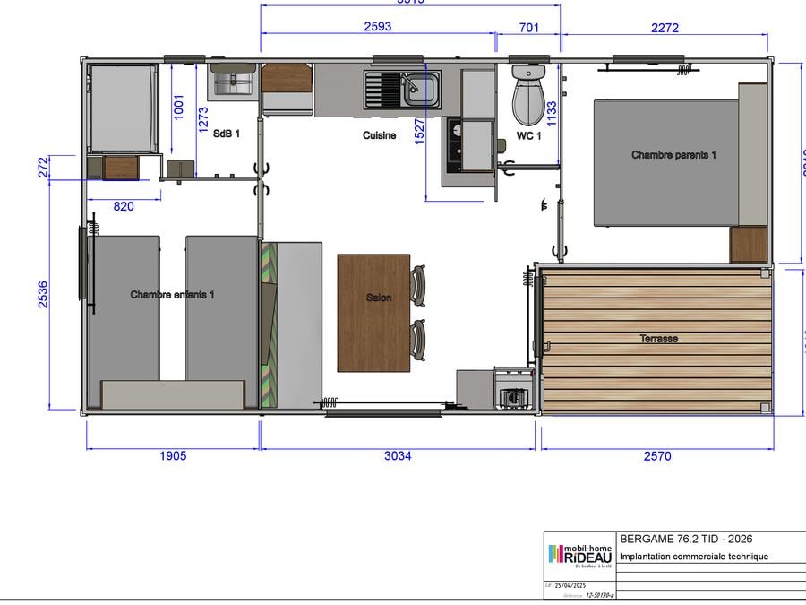 Mobilhome 4 personnes - Mobilhome PRIVILEGE - REINETTE - 2 chambres - DIMANCHE 3