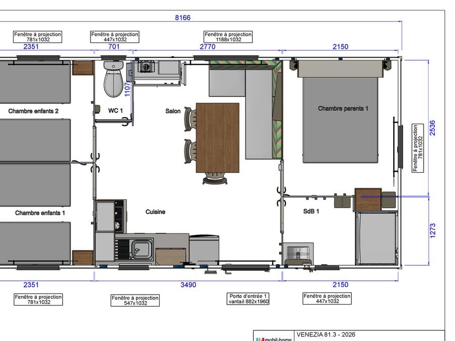 Mobilhome 6 personnes - Mobilhome PRIVILEGE - GALA - 3 chambres - SAMEDI 4