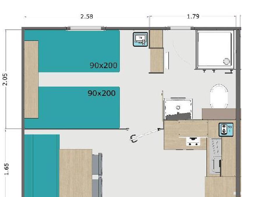 Mobilhome 2 personnes - MH Rapid-home HOTELIER 1CH n°34B 2