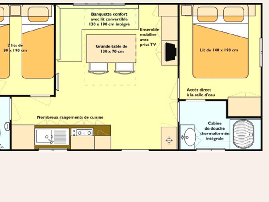 Mobilhome 4 personnes - MERCURE 24m² / 2 chambres - sans terrasse 4
