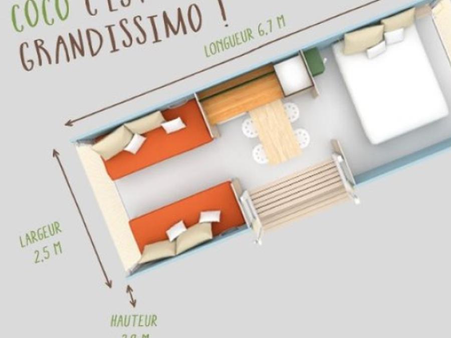 Bungalow toilé 4 personnes - Coco Sweet 17 m2 - 2 chambres avec terrasse couverte / sans sanitaire 1