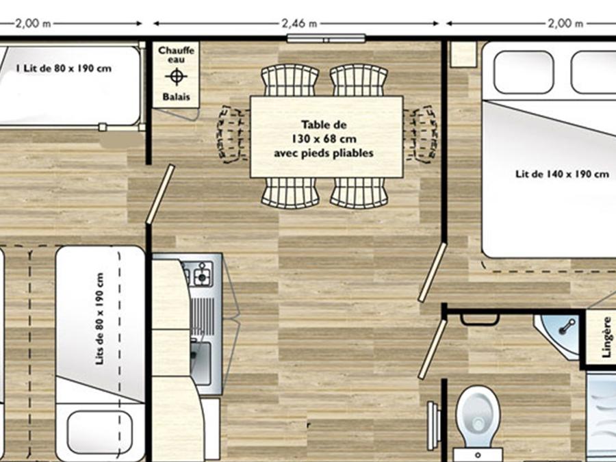 Mobilhome 4 personnes - DOMINOS 22m² / 2 chambres - sans terrasse 8