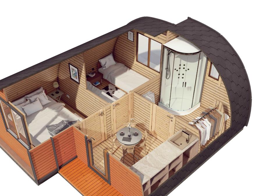 Hébergement 4 personnes - Pod double - 30m² - 2 chambres 4pers 2