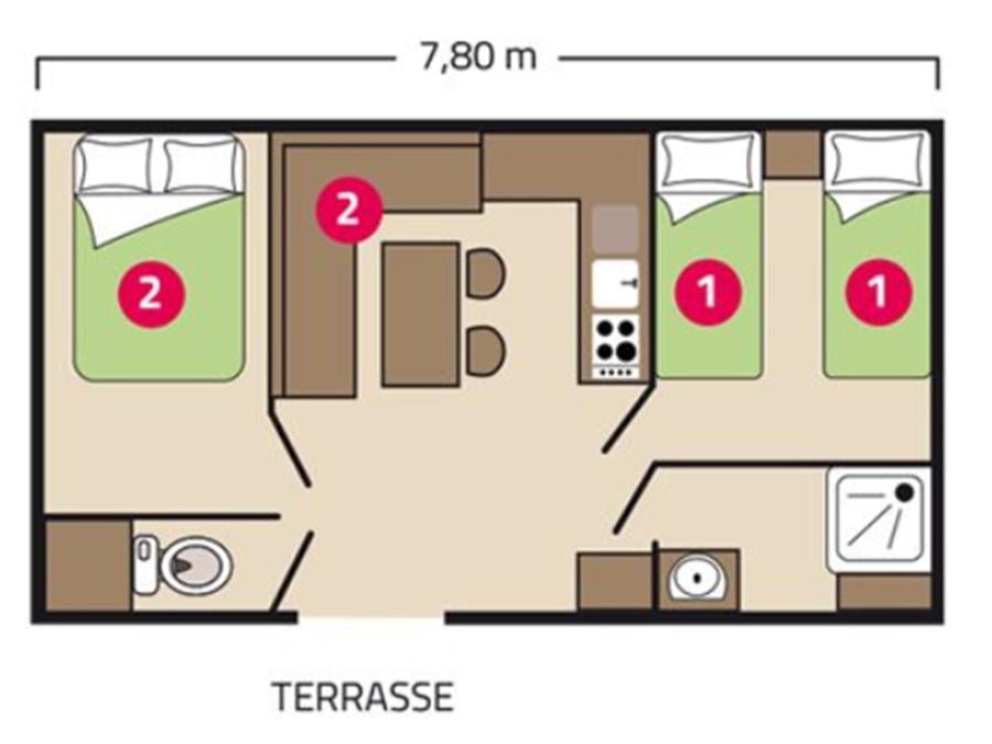 Mobilhome 5 personnes - ATLANTIQUE - 2 chambres 4
