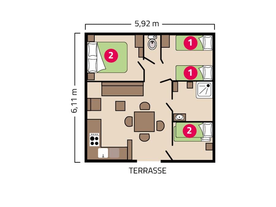 Chalet 6 personnes - Chalet Grand Large 6 personnes 5